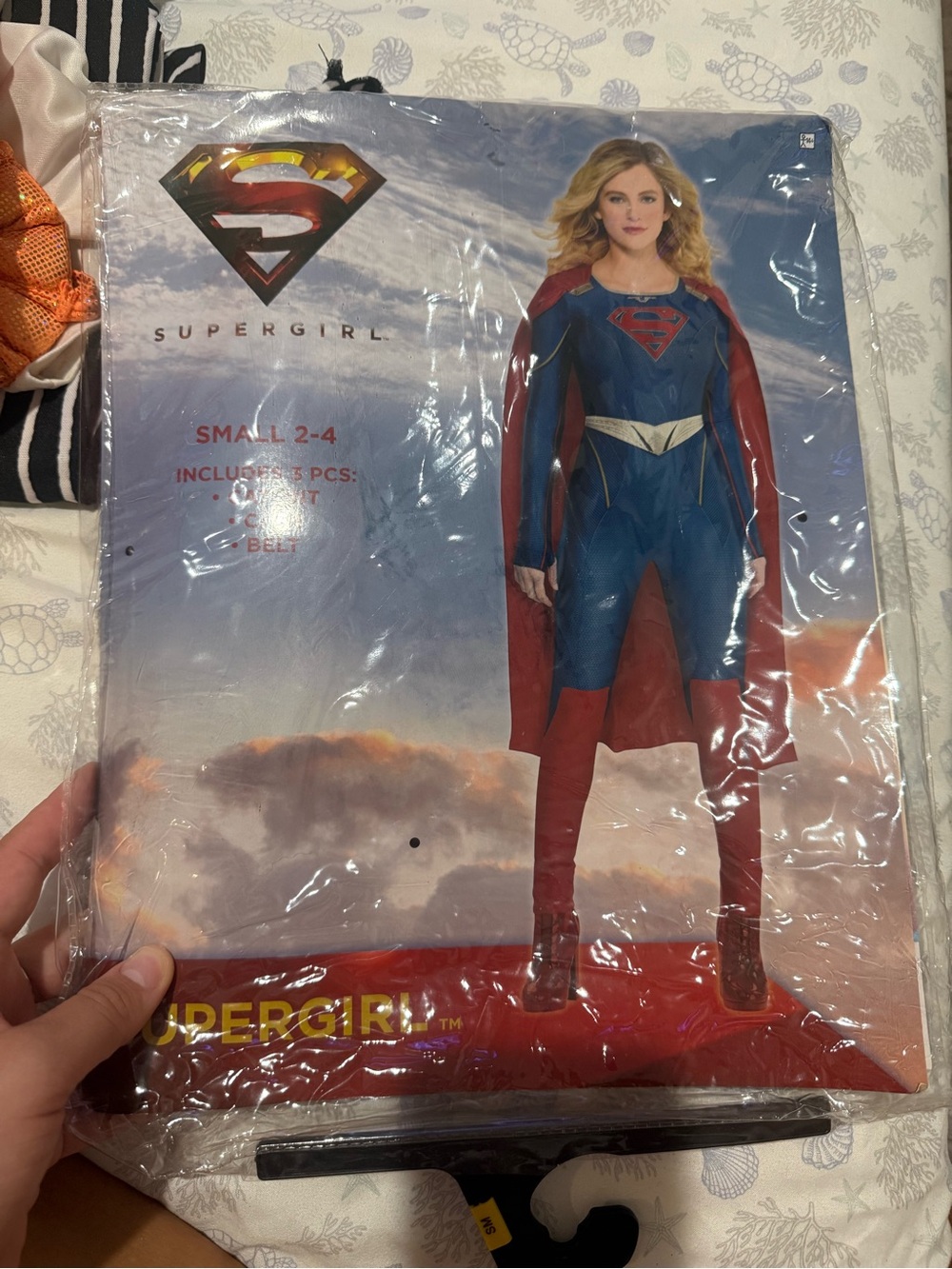 Girls Costume - Blue and Red Superhero Dress with Cape